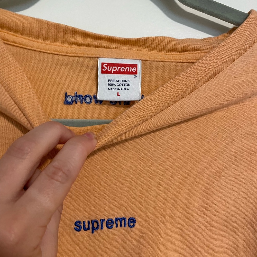 Supreme Peach Tee with Navy Logo
